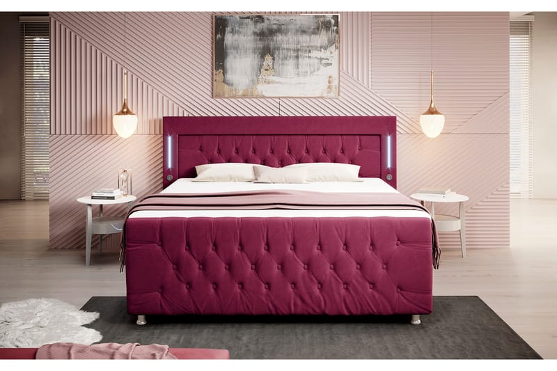 Valentino Sengepakke Kontinentalseng 160x200 - Rød (+Flere valg) - Komplett sengepakke - Kontinentalsenger