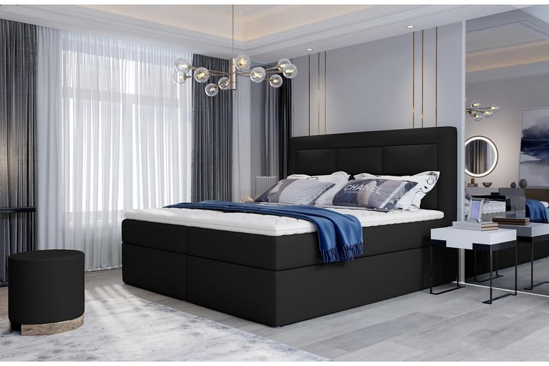 Vivera Sengepakke 180x200 cm - Lær/Svart - Møbler - Senger - Komplett sengepakke