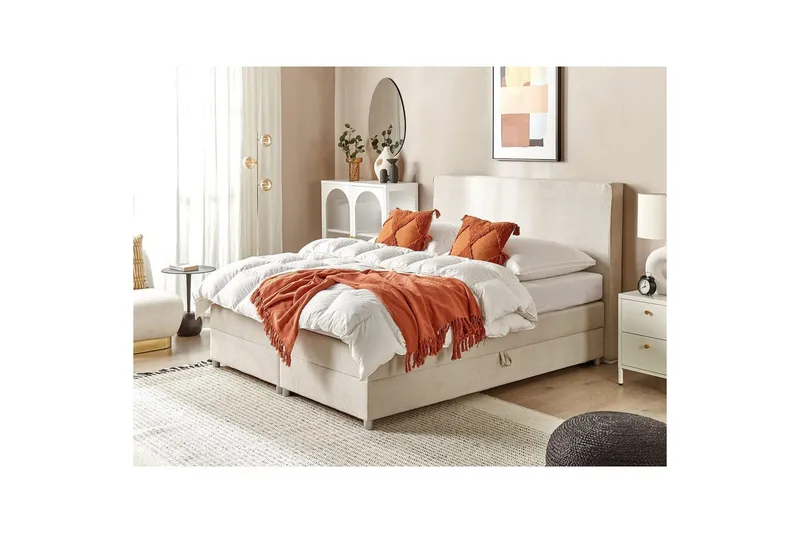 Kontinentalsäng Beliani Minister Beige-Silver, 160x200 cm Beige 160x200 - Møbler - Senger - Kontinentalsenger