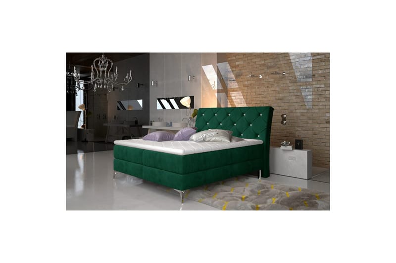 Kontinentalseng Eltap Adel - 160x200 cm, Kronos 19, Mørk Grønn - Møbler - Senger - Kontinentalsenger