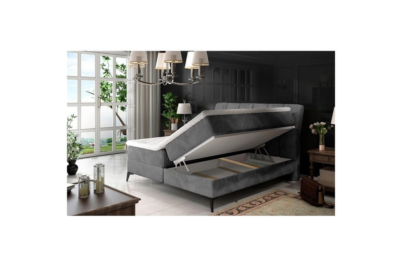 Kontinentalseng Eltap Aderito - 160x200 cm, Paros 05, Paros 05 Pasy 2, Lysegrå - Møbler - Senger - Kontinentalsenger