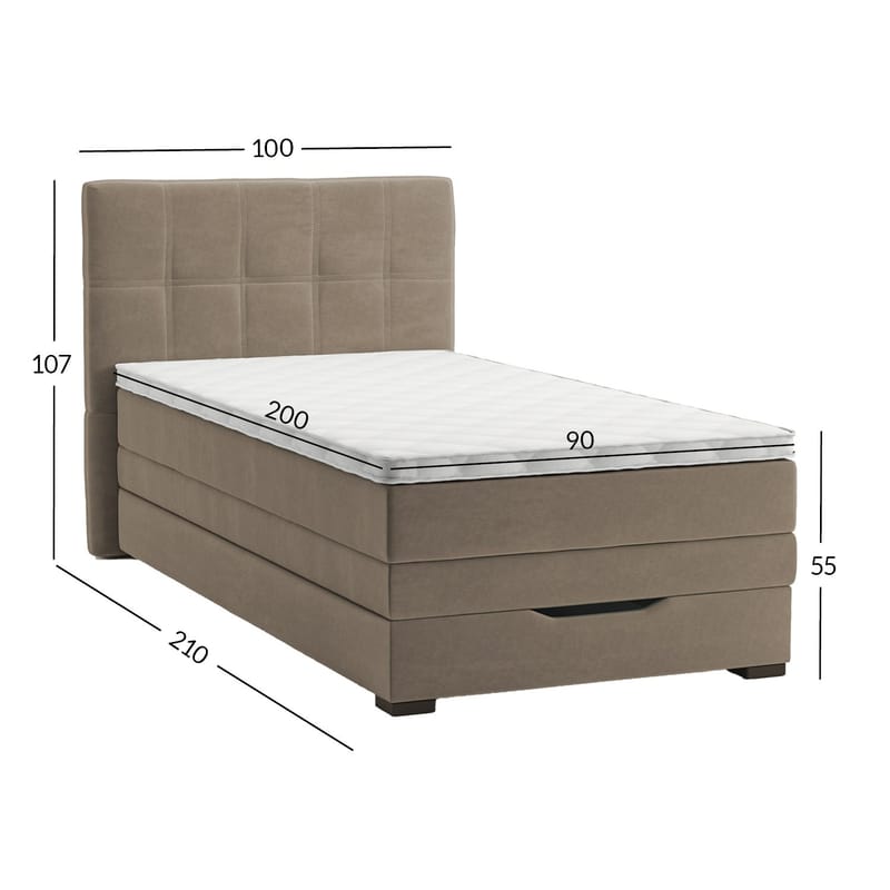 Kontinentalseng Holvik 90x200 cm - beige - Møbler - Senger - Enkeltsenger