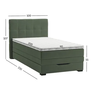 Kontinentalseng Holvik 90x200 cm - grønn - Møbler - Senger - Enkeltsenger