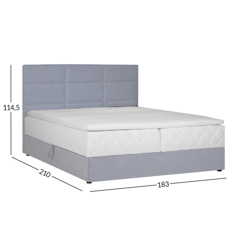 Kontinentalseng HOME4YOU Levi 180x200 cm med madrass grå - Grå - Møbler - Senger - Kontinentalsenger