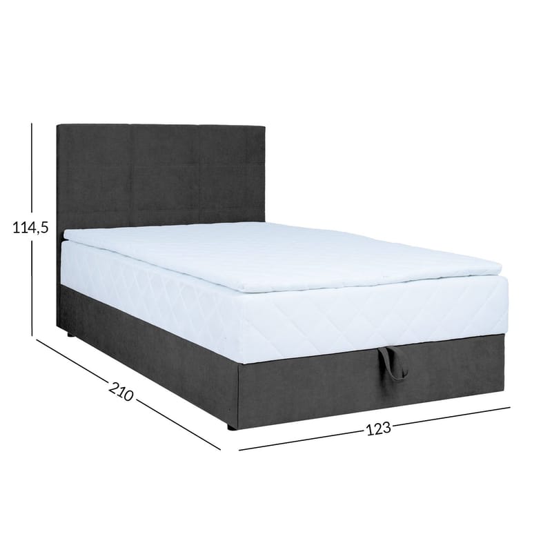 Kontinentalseng Kalen med madrass 120x200 cm - Mørk grå - Møbler - Senger - Enkeltsenger