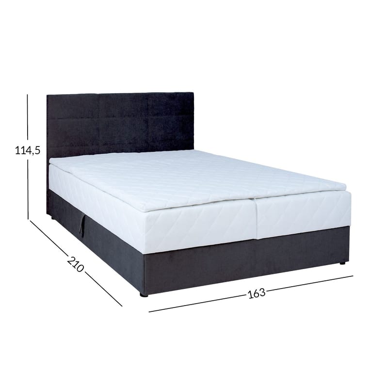 Kontinentalseng Kalen med madrass 160x200 cm - mørk grå - Møbler - Senger - Enkeltsenger