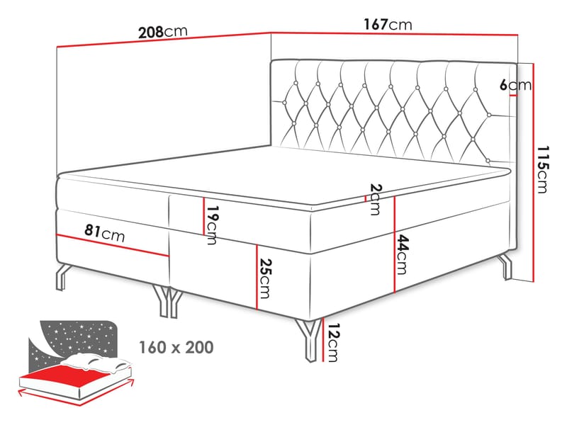 kontinentalseng Kontinentalseng GULIETTE + topper M Fresh 04 160x200 cm - Møbler - Senger - Kontinentalsenger