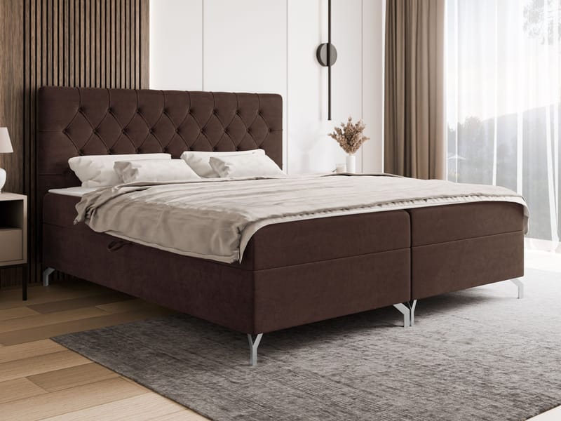 kontinentalseng Kontinentalseng GULIETTE + topper M Fresh 04 180x200 cm - Mørkebrun - Møbler - Senger - Kontinentalsenger