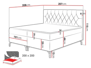 kontinentalseng Kontinentalseng GULIETTE + topper M Fresh 33 200x200 cm - Møbler - Senger - Kontinentalsenger