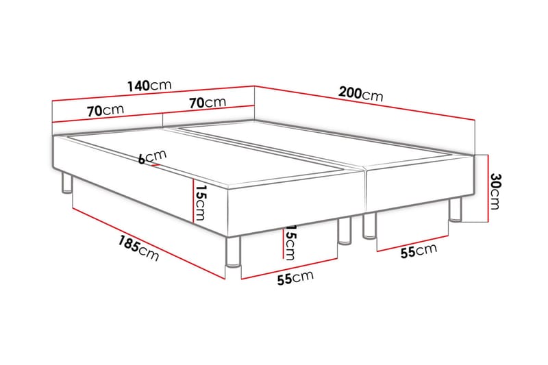 Adeliza kontinentalseng 140x200 cm - Rosa - Komplett sengepakke - Kontinentalsenger