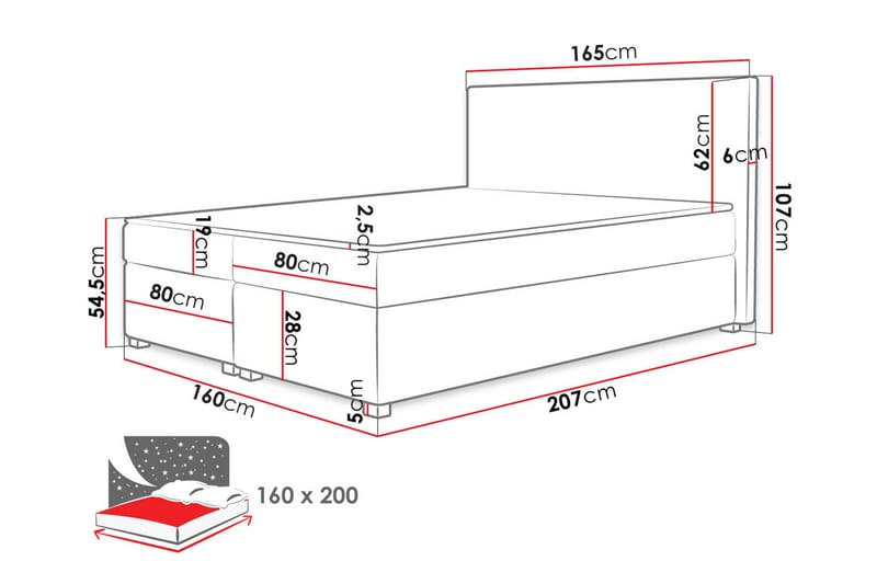 Albettone Kontinentalseng 160x200 cm - Beige - Kontinentalsenger