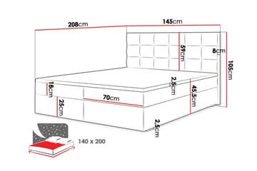 Alvito Kontinentalseng 140x200 cm med Sengegavl - Lysegrå - Møbler - Senger - Kontinentalsenger