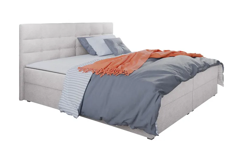 Alvito Kontinentalseng 140x200 cm med Sengegavl - Lysegrå - Møbler - Senger - Kontinentalsenger