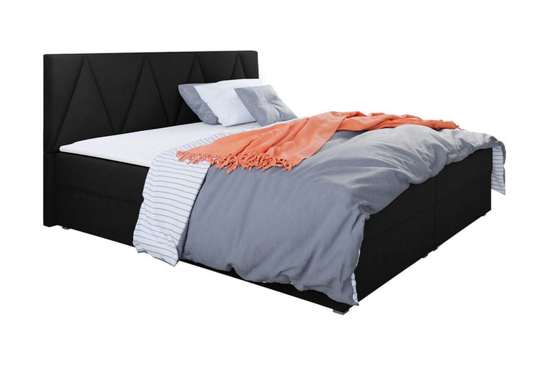 Alvito Kontinentalseng 140x200 cm med Sengegavl - Svart - Møbler - Senger - Kontinentalsenger