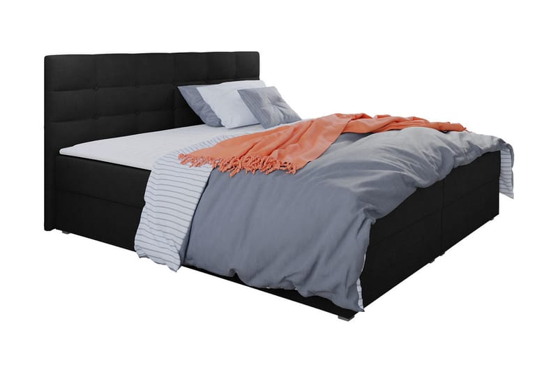 Alvito Kontinentalseng 140x200 cm med Sengegavl - Svart - Møbler - Senger - Kontinentalsenger