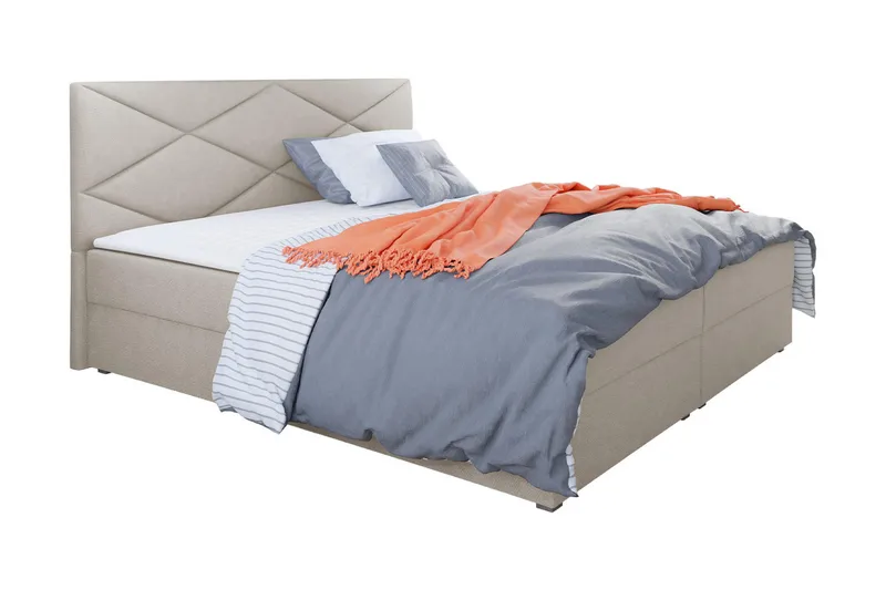 Alvito Kontinentalseng 160x200 cm med Sengegavl - Beige - Møbler - Senger - Kontinentalsenger