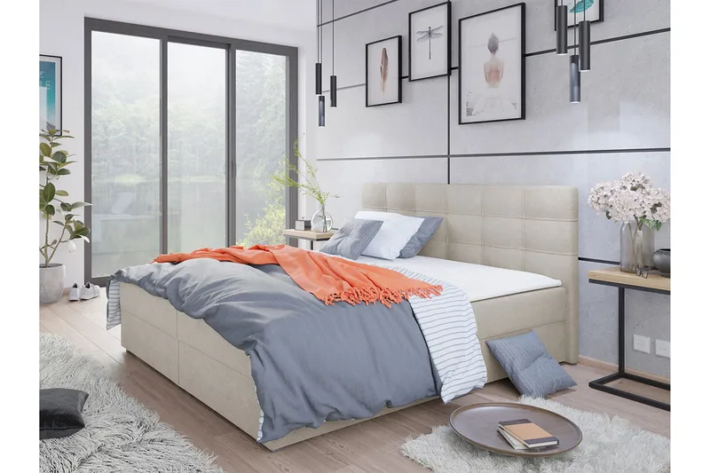 Alvito Kontinentalseng 180x200 cm med Sengegavl - Beige - Møbler - Senger - Kontinentalsenger