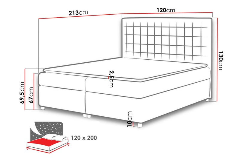 Asti Sengepakke 120x200 cm - Hvit - Komplett sengepakke - Kontinentalsenger