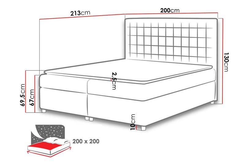 Asti Sengepakke 200x200 - Svart - Komplett sengepakke - Kontinentalsenger