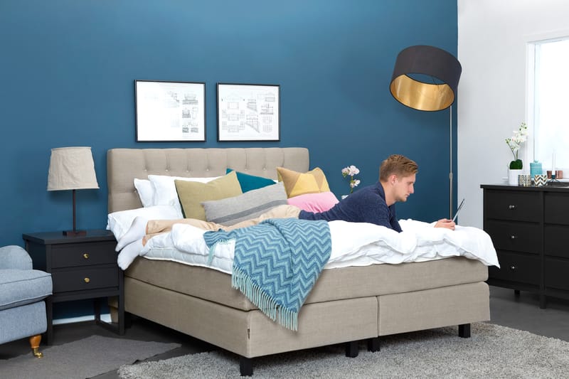 Bed Deluxe Komplett Sengepakke 180x200 Beige - Møbler - Senger - Komplett sengepakke