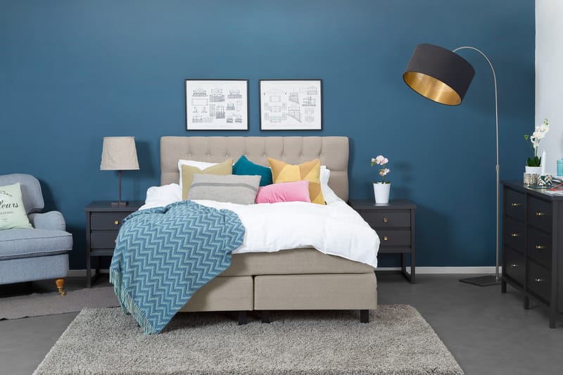 Bed Deluxe Komplett Sengepakke 180x200 Beige - Møbler - Senger - Komplett sengepakke