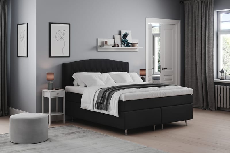 Belda Kontinentalseng 160x200 Fast/Medium - Svart - Møbler - Senger - Kontinentalsenger