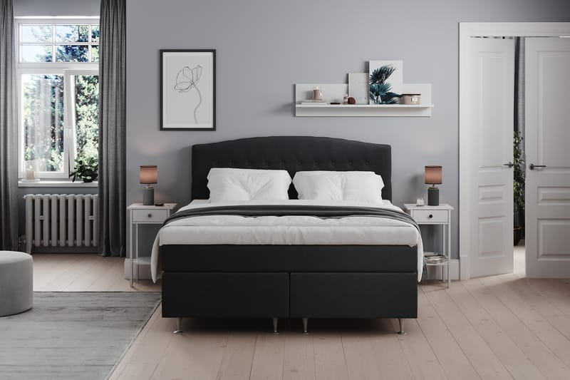 Belda Kontinentalseng 160x200 Fast/Medium - Svart - Møbler - Senger - Kontinentalsenger