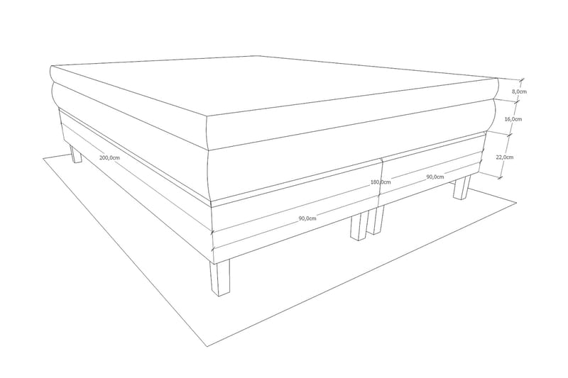 Belinda Kontinentalseng 180x200 - Grå - Møbler - Senger - Kontinentalsenger