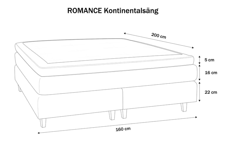 Belinda Sengepakke 160x200 - Ancona Grå - Komplett sengepakke - Kontinentalsenger - Dobbeltsenger