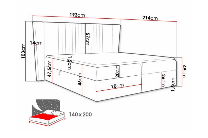 Boisdale Kontinentalseng 140x200 cm - Beige - Kontinentalsenger