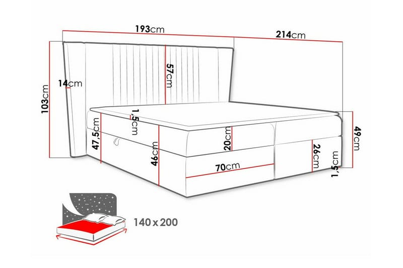 Boisdale Kontinentalseng 140x200 cm - Mørkegrønn - Møbler - Senger - Kontinentalsenger