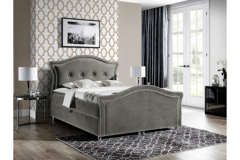 Boisdale Kontinentalseng 160x200 cm - Lysegrå - Møbler - Senger - Kontinentalsenger