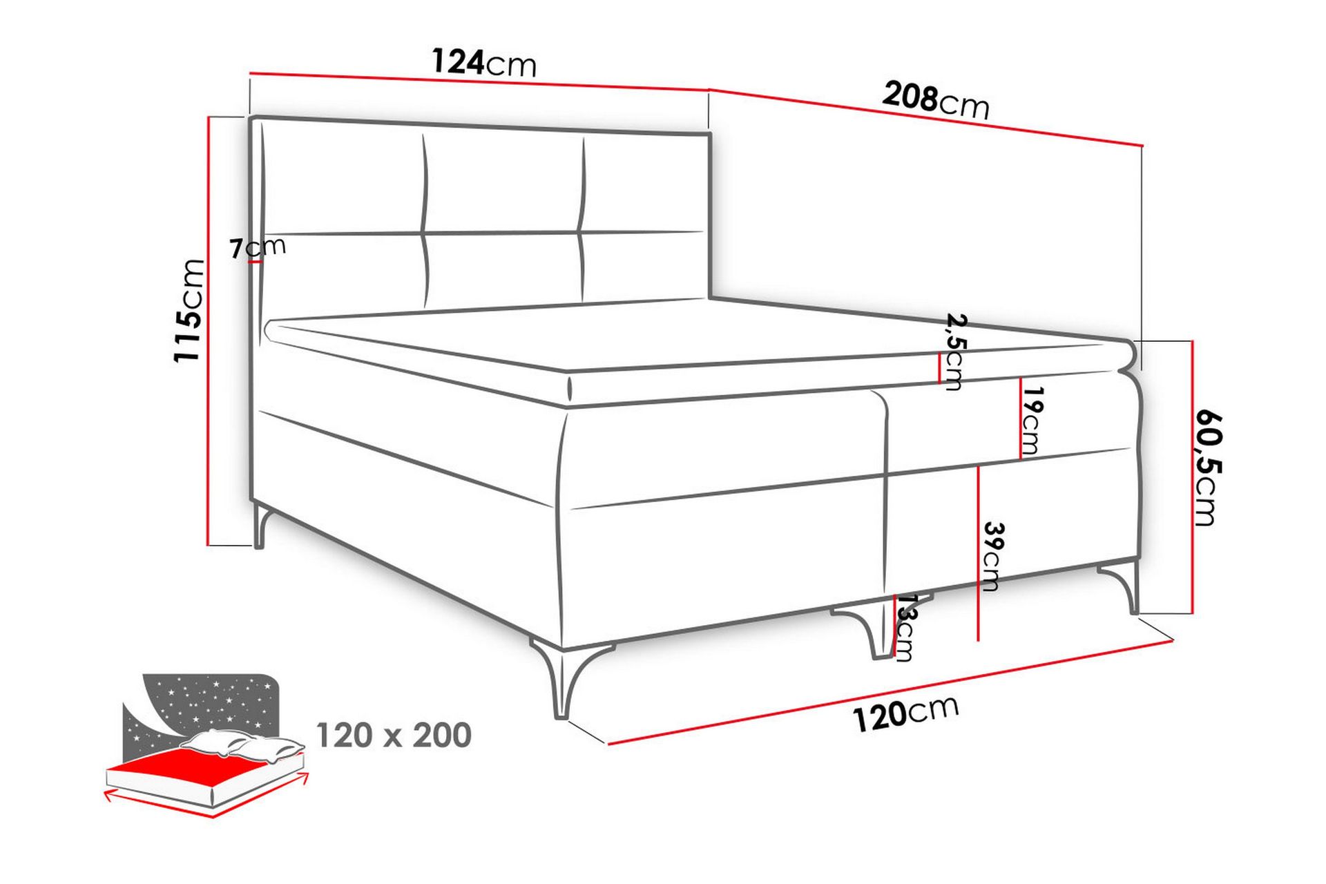 Boksta Kontinentalseng 120x200 cm - Møbler - Senger - Kontinentalsenger