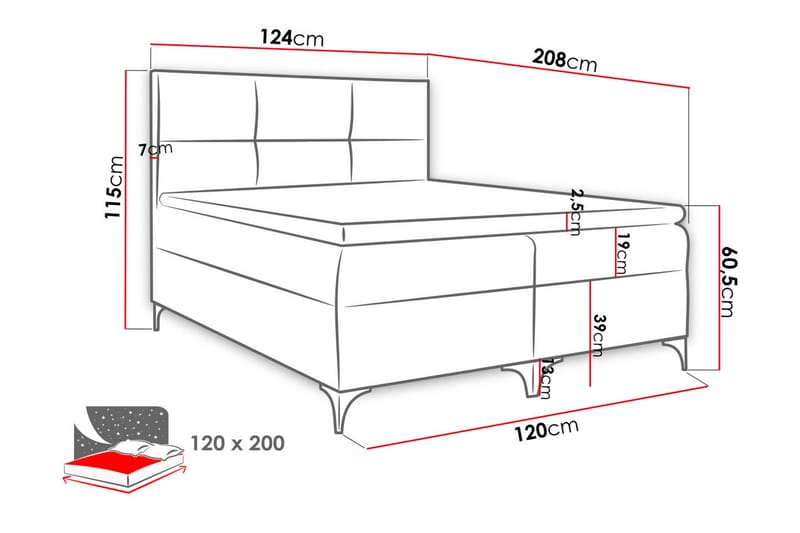 Boksta Kontinentalseng 120x200 cm - Kontinentalsenger