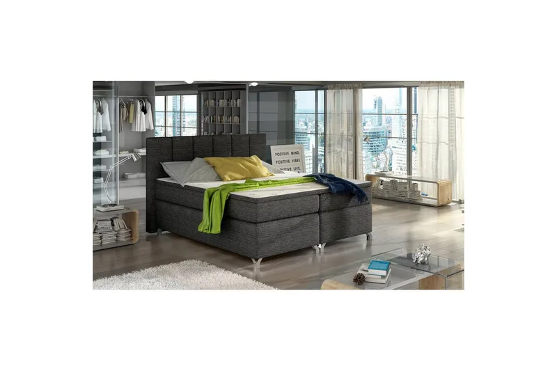 Box Spring Eltap Basilio, Berlin 02, Mørkegrå, 140x200 cm