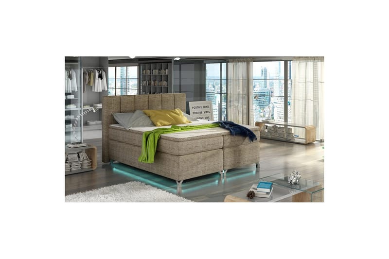 Box Spring Eltap Basilio med LED, Berlin 03, Beige, 180x200 cm