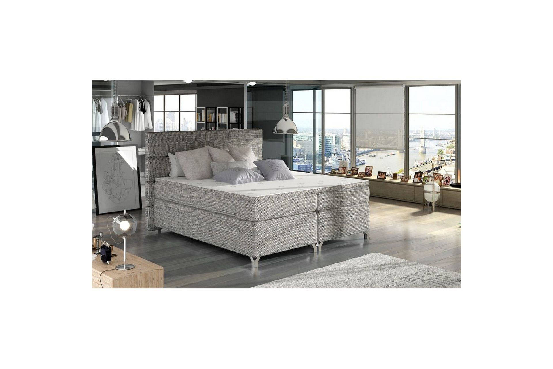 Boxspring Eltap Amadeo - Berlin 01, Grå, 140x200 cm