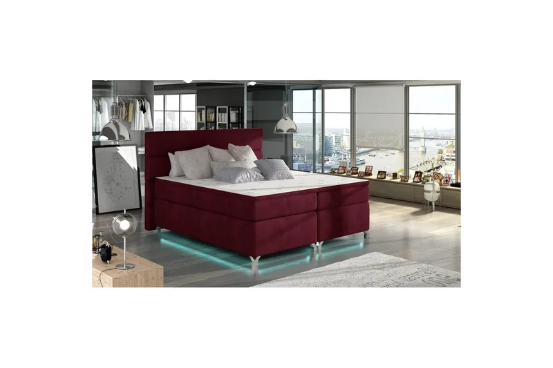 Boxspring Eltap Amadeo - Rivera 59, rød, 140x200 cm - Møbler - Senger - Kontinentalsenger