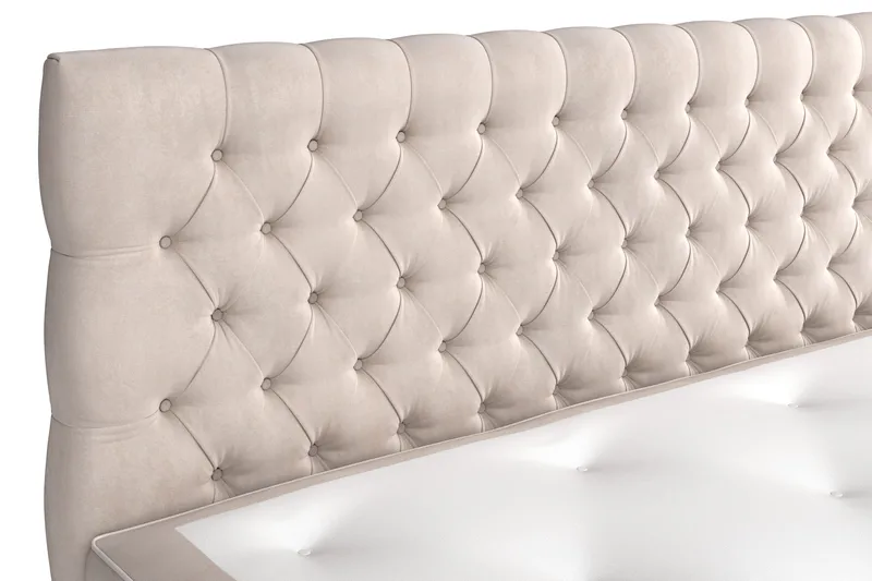 Celine Komplett Sengpakke Kontinentalseng med Gavl 160x200 cm - Beige / Fløyel - Møbler - Senger - Kontinentalsenger
