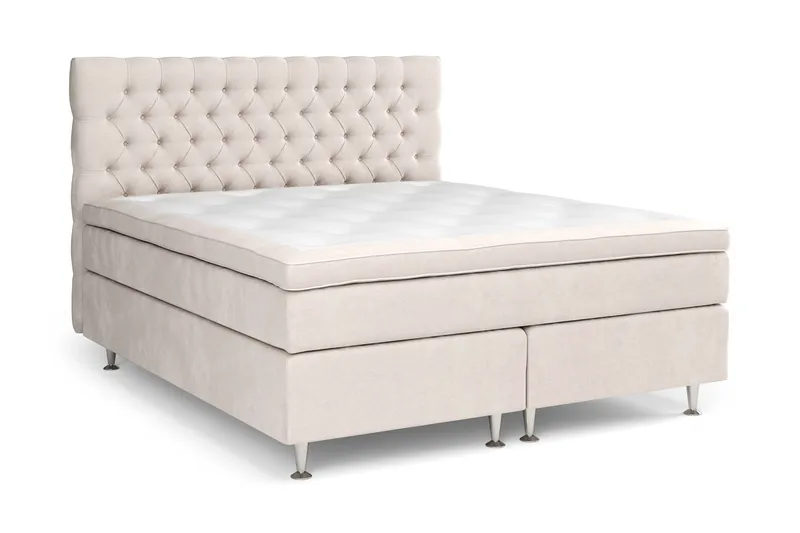 Celine Komplett Sengpakke Kontinentalseng med Gavl 160x200 cm - Beige / Fløyel - Møbler - Senger - Kontinentalsenger