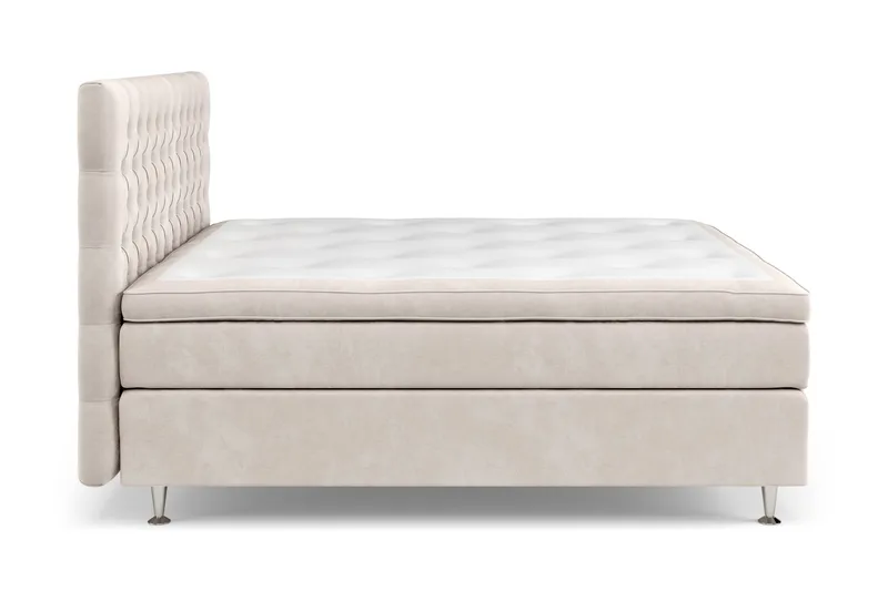 Celine Komplett Sengpakke Kontinentalseng med Gavl 160x200 cm - Beige / Fløyel - Møbler - Senger - Kontinentalsenger