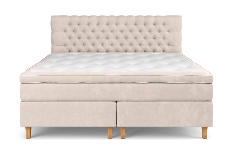 Celine Kontinentalseng 210x210 cm - Beige/Fløyel - Møbler - Senger - Komplett sengepakke
