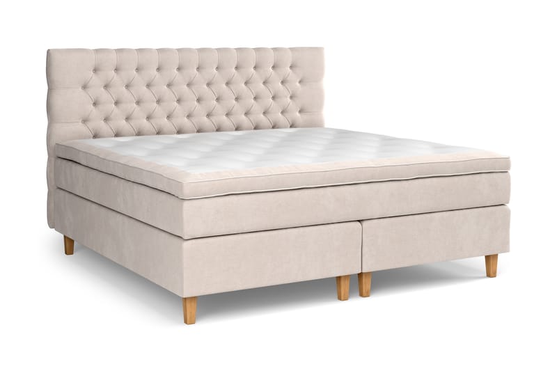 Celine Kontinentalseng 210x210 cm - Beige/Fløyel - Møbler - Senger - Komplett sengepakke