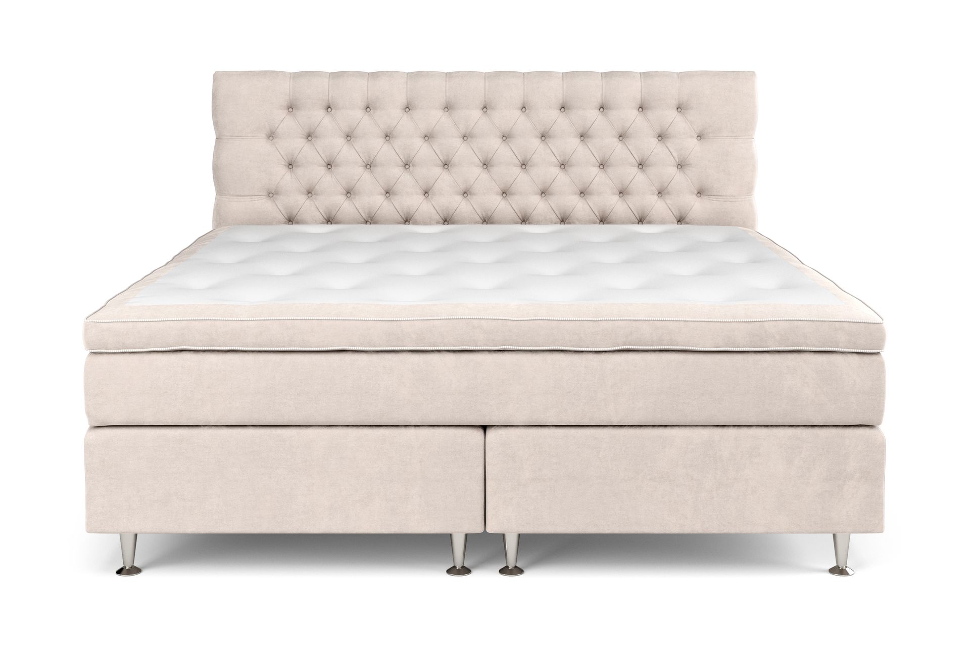 Celine Kontinentalseng 210x210 cm - Beige/Fløyel - Møbler - Senger - Komplett sengepakke