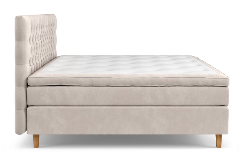 Celine Sengepakke 210x210 cm - Beige/Fløyel - Møbler - Senger - Komplett sengepakke