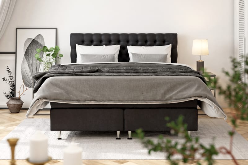 Celine Sengepakke 210x210 cm - Svart/Fløyel - Møbler - Senger - Kontinentalsenger