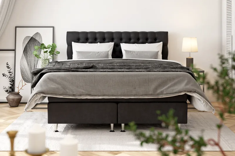 Celine Sengepakke 210x210 cm - Svart/Fløyel - Møbler - Senger - Kontinentalsenger