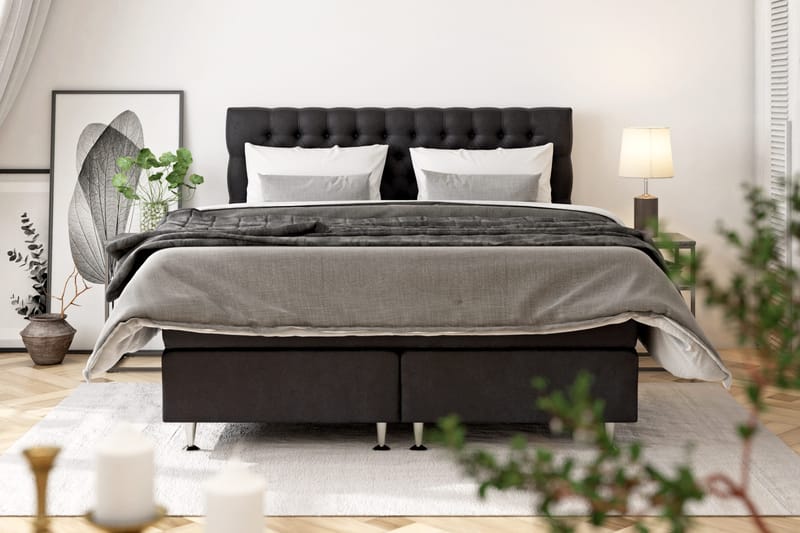 Celine Sengepakke 210x210 cm - Svart/Fløyel - Møbler - Senger - Kontinentalsenger