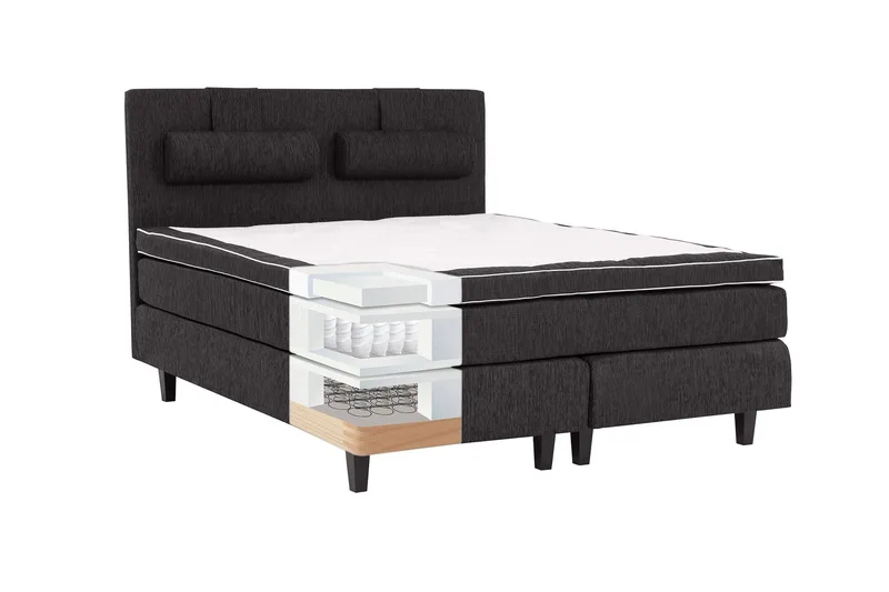 Charleston 140 Kontinentalseng Svart - Svart - Møbler - Senger - Kontinentalsenger