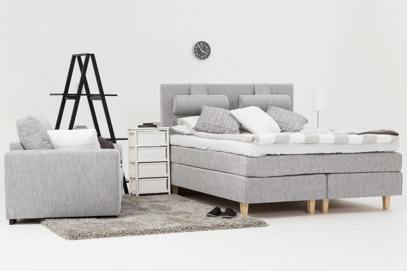 Charleston 180 Kontinentalseng Lysegrå - Møbler - Senger - Kontinentalsenger